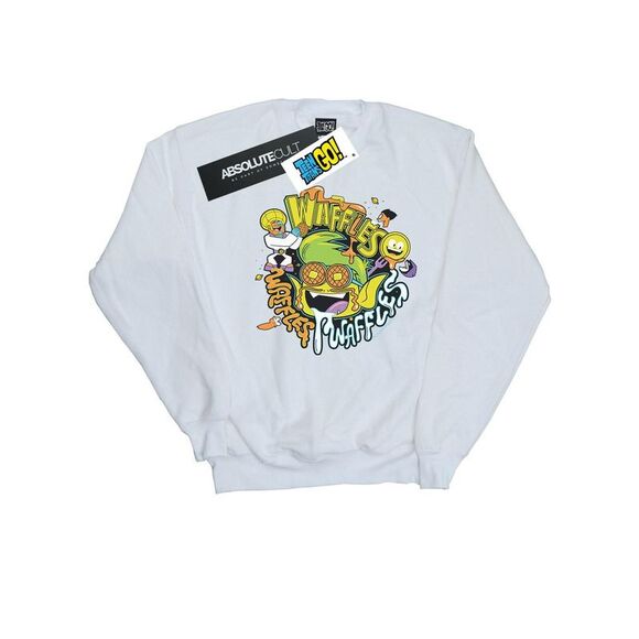 DC Comics Girls Teen Titans Go Waffle Mania Sweatshirt / White